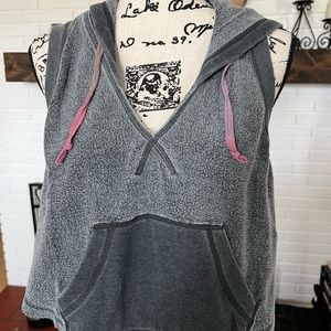 NWT Free People fleece sleeveless pullover with hood